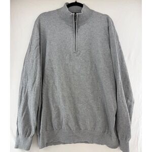 LL Bean Mens XL Gray Cotton Cashmere Quarter Zip Pullover Sweater 275298 Regular